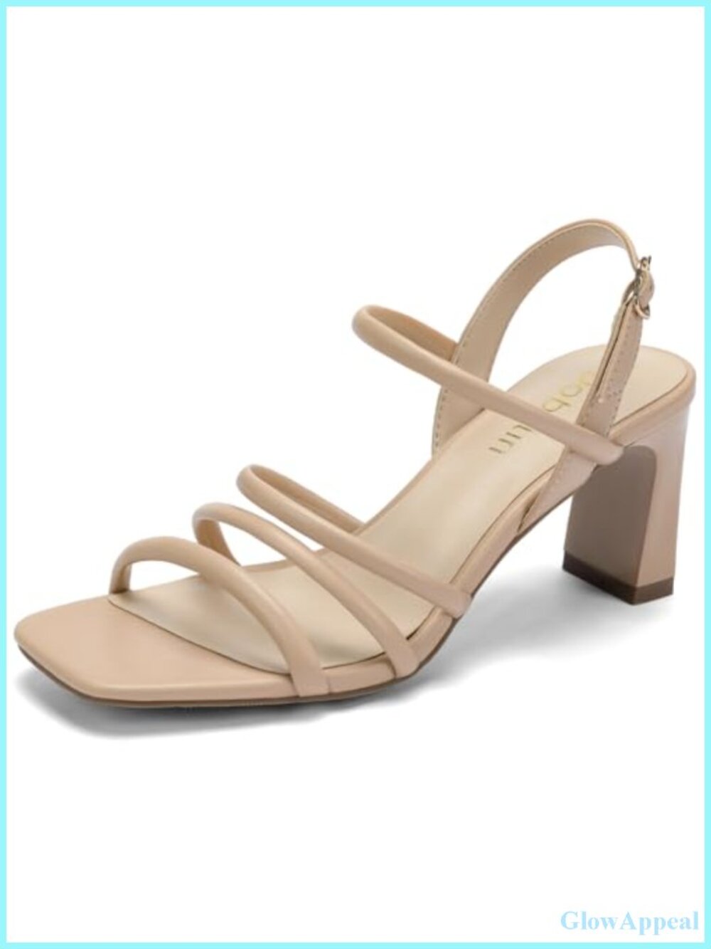 Womens Strappy Heeled Sandals Square Open Toe Ankle Strap 2.7 Inch Chunky Heel